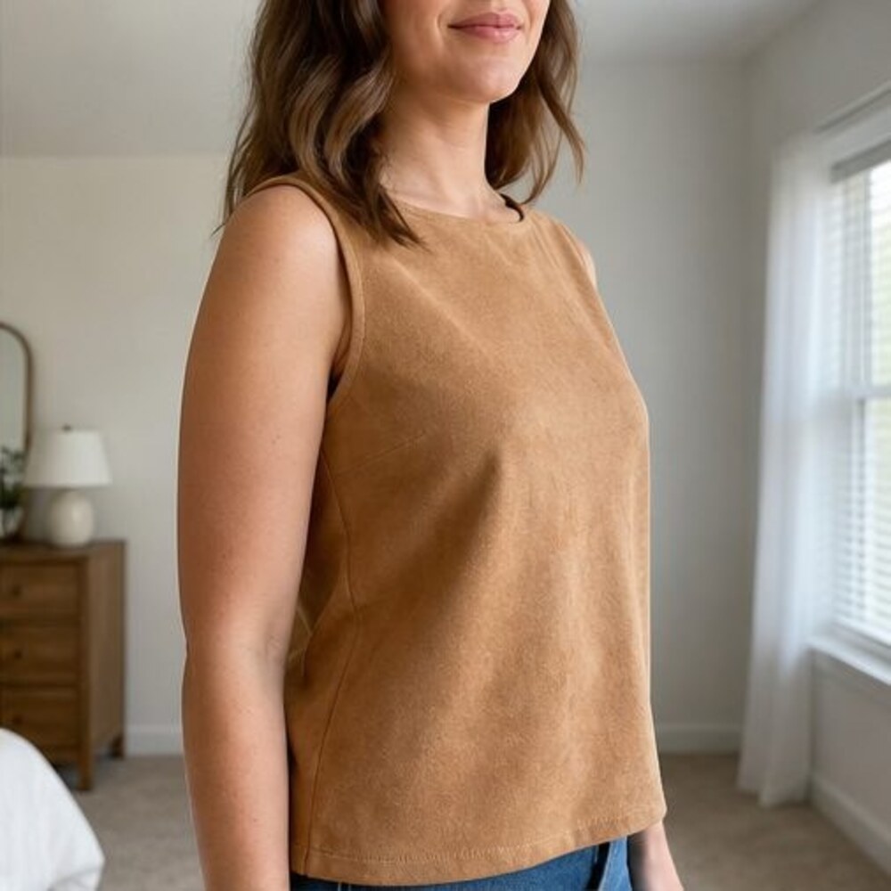 Camel Ruffle Blouse - Picture 3 of 6
